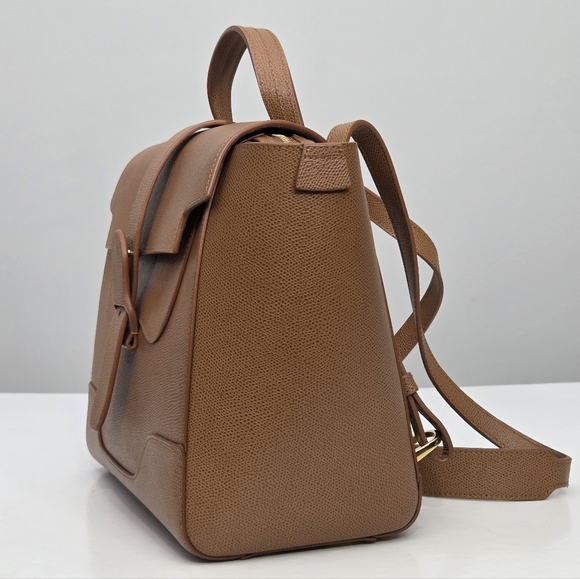 LIKE NEW SENREVE MIDI MAESTRA CONVERTIBLE BACKPACK BAG PEBBLED CHESTNUT GOLD - Picture 8 of 12